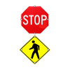 TS40 Flashing Stop and Pedestrian Warning Combo Sign day