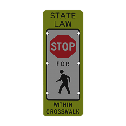 TS40 Flashing State Law Stop for Pedestrians Sign night