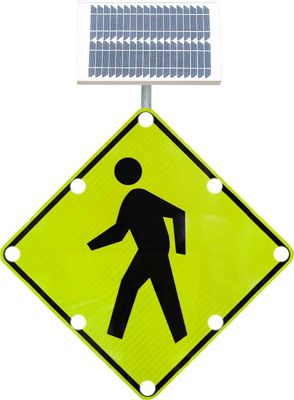 TS40 Pedestrian Crossing Flashing Solar LED Edge Lit Sign (W11-2 