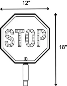 12 inch STOP STOP LED Handheld Paddle dimensions