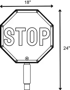 18 inch STOP STOP LED Handheld Paddle 2.0 dimensions