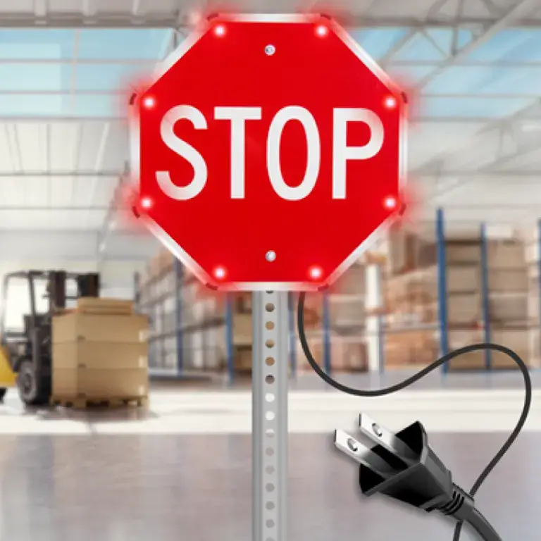 Indoor AC Powered Flashing LED Stop Sign